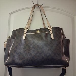 Coach Dark Brown and Cream Tote